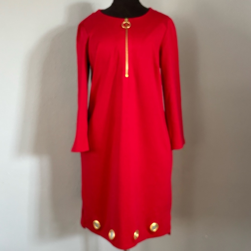 Prelude Cherry Red Zipper Long Sleeve Dress Womens Size M